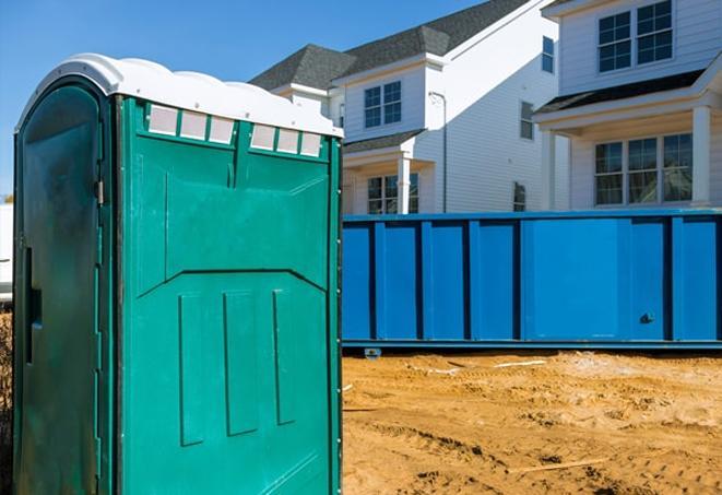 a glimpse of construction site sanitation porta potty line-up